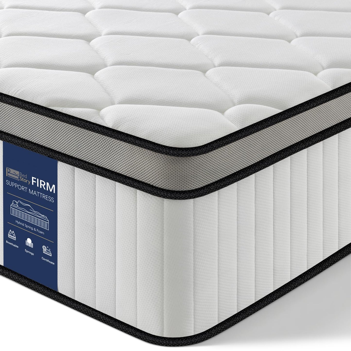 BedStory 3FT Single Mattress 12 Inch, Medium Firm Hybrid Pocket Sprung Mattress with Breathable Foam, Motion Isolation & Pressure Relief
