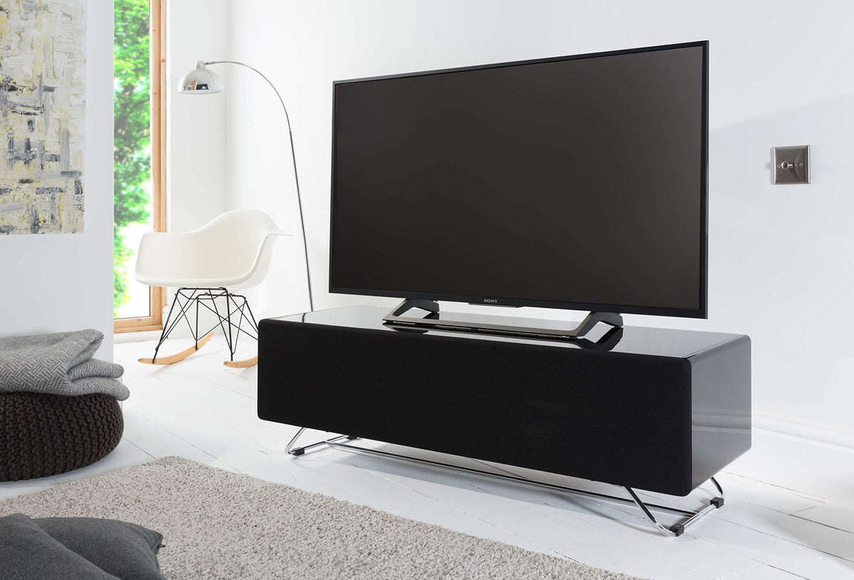 Alphason Chromium Concept TV Cabinet - Black, 120 x 42 x 40cm WxDxH