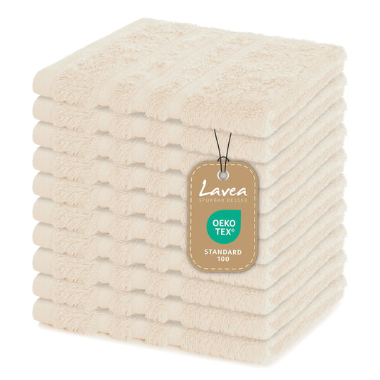 Lavea Elena Terry Cloth Set of 10 30 x 30 cm Cream