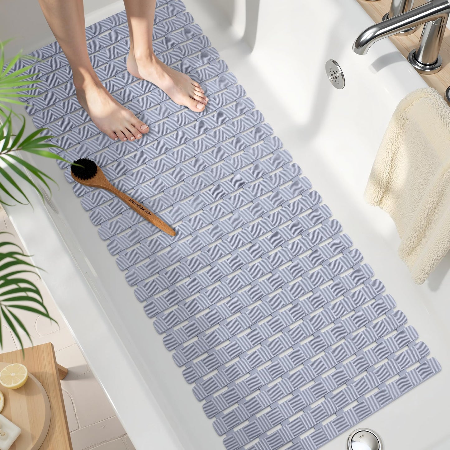 Smiry Shower Bath Mat Non Slip, Quick Drying for Inside Shower, 40 x 100 cm