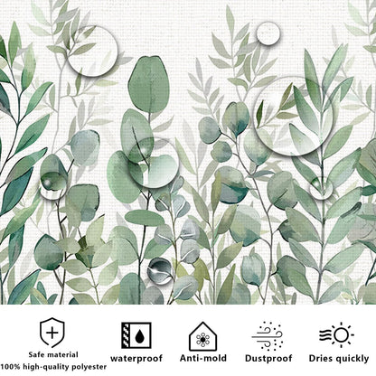 FAIRYGATE Green Shower Curtain Floral Shower Curtains Waterproof Plant Bathroom Decoration Leaves Washable Bathroom Curtain Decor Quick-Drying Shower