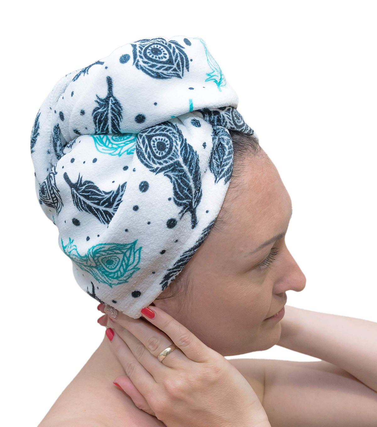 YOSSEE Hair Turban Towel Microfibre/Cotton, HD Printed Hair Towel Wrap, Absorbent and Lightweight for Women and Kids, Size: 25x61 cm, Made in EU