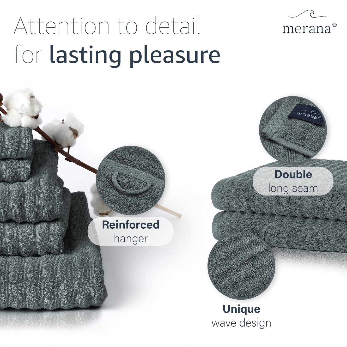 Merana OSLO towel set | quick-drying, soft & lint-free | terry luxury quality | 100% cotton terry | OEKO-TEX | 590 GSM | gift set | Dark gray