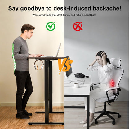ERGOMAKER Electric Standing Desk 120x60cm, 2 Memory Presets, Black Walnut
