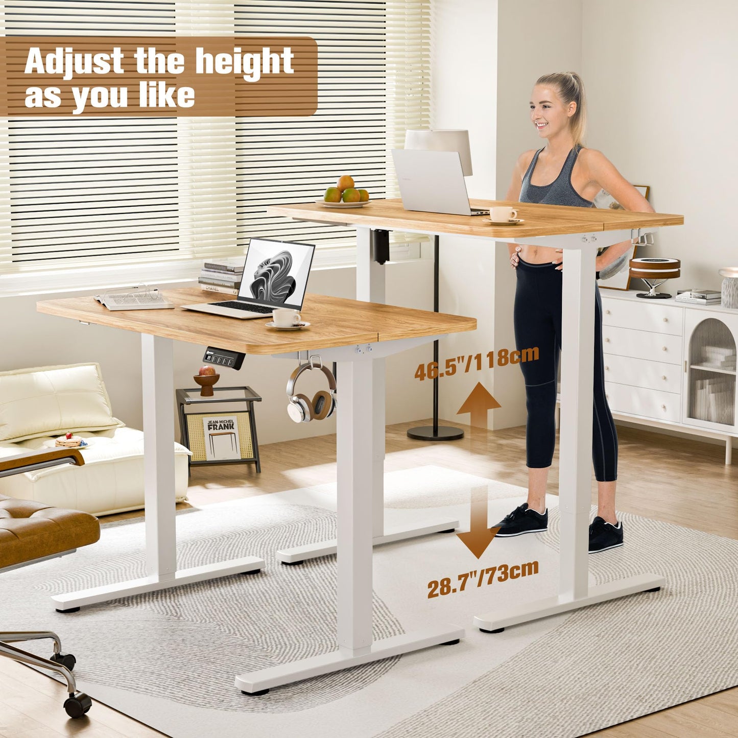 ERGOMAKER Electric Standing Desk 90x60cm, 2 Memory Heights, Light Brown