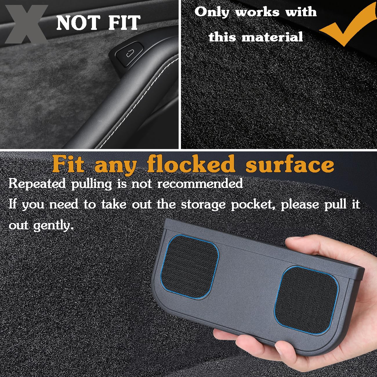 EVFIT for Tesla Model 3 Model Y Accessories Center Console Organizer Storage Box Silicone Velcro Sunglasses Coin Holder for Flocking