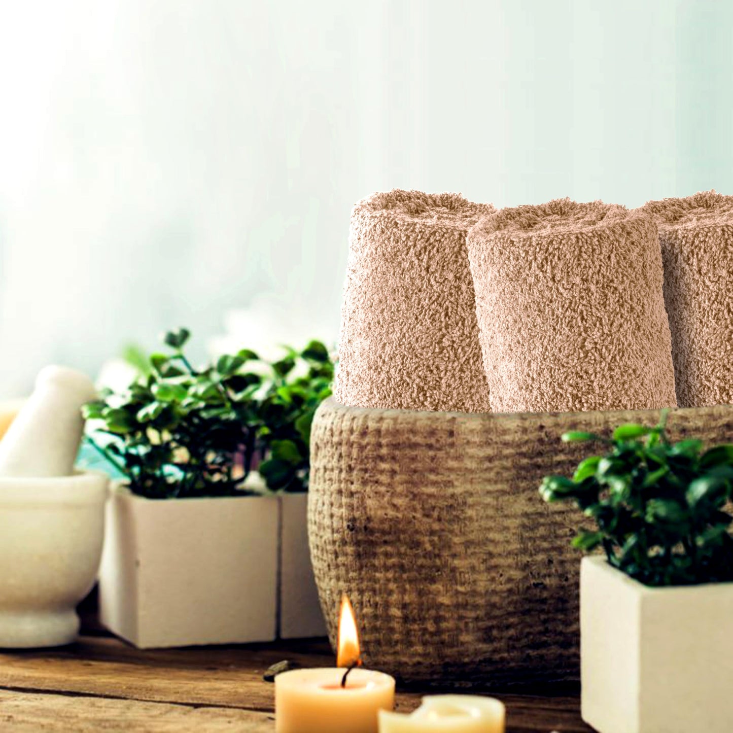 SweetNeedle 6 Piece Towel Set - 2 Bath Towels, 2 Hand Towels and 2 Washcloths Cotton Daily Use Hotel Spa Quality Soft Highly Absorbent Quick Dry