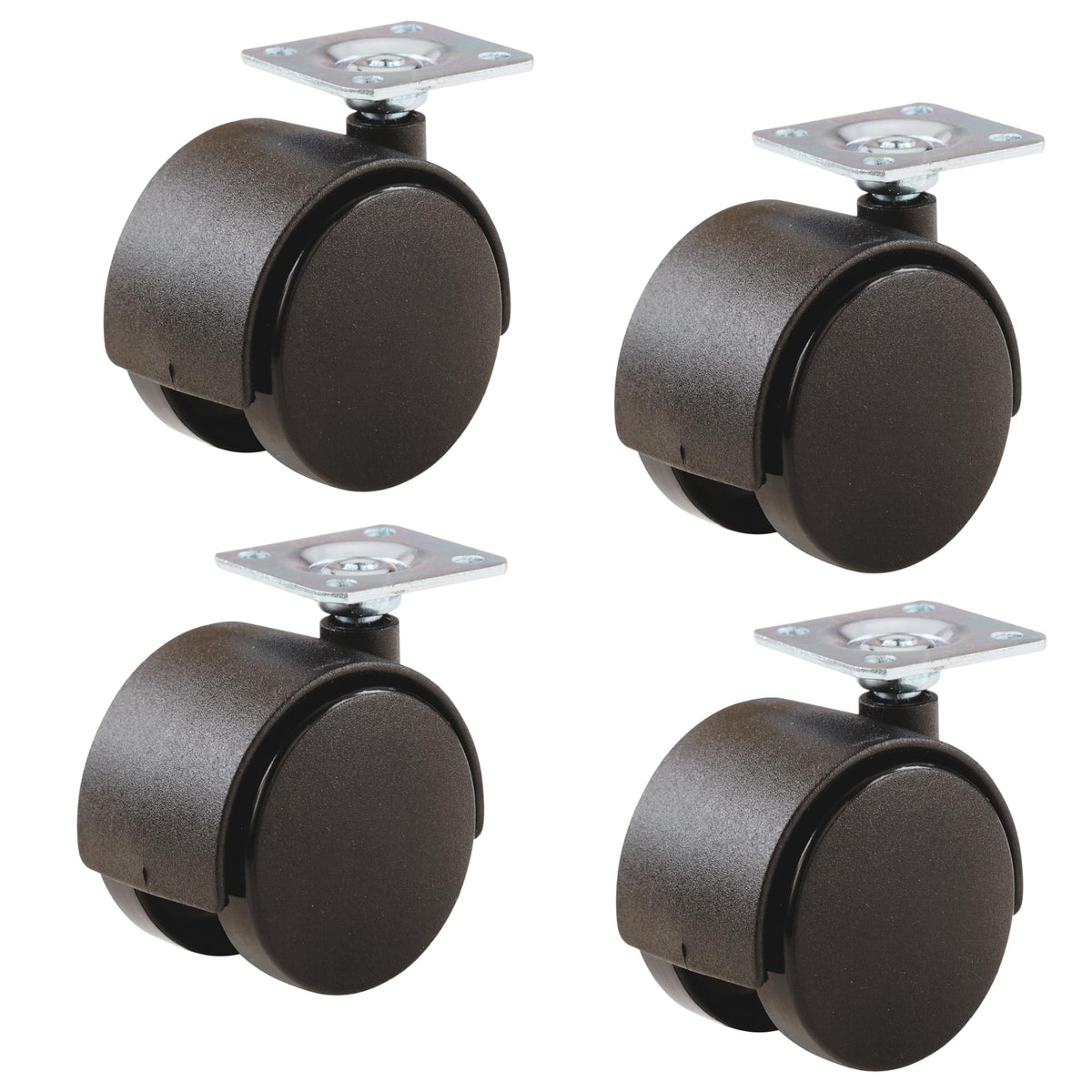 Keypak Hooded Pk 4 Swivel Castor 40mm Wheels, 38x38mm Plate Fixing,