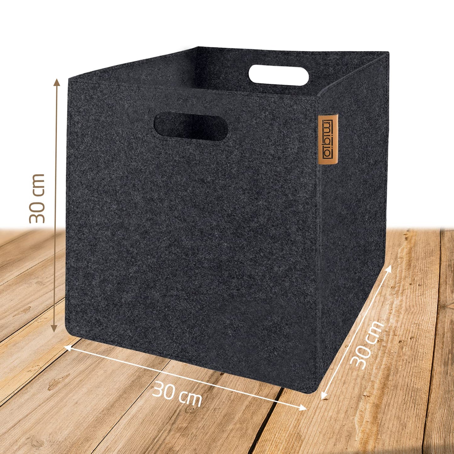 MIQIO® Design Storage Box Made of Felt Fabric, Set of 2 Storage Baskets, Folding Box, 30 x 30 x 30 cm, Organiser Boxes Suitable for Kallax Shelf