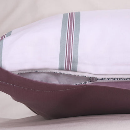 TOM TAILOR Satin-Bettwäsche, 60 x 80 cm + 140 x 200 cm, 100% Baumwolle/Satin, mit farbiger Paspel am Kissen, Wendemotiv und Markenreißverschluss