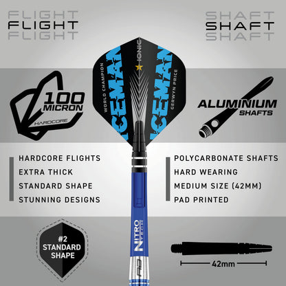 RED DRAGON Gerwyn Price Originals 26 Gram - Tungsten Steel Darts Set with Flights and Stems