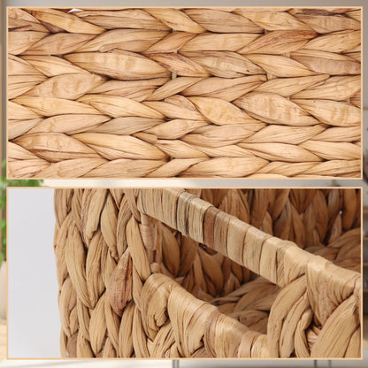 FEIALNDUO Wicker Shelf Baskets, Woven Storage Bins for Shelves Pantry Organizers and Storage with Handles Home Decor Natural, 38 x 28 x 18cm