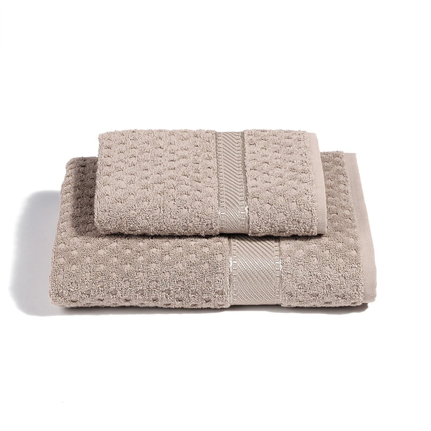 Caleffi - Soft Terry 100% Cotton Jacquard Bath Towel and Bidet Set, 1 Face Towel 60 x 110 cm + 1 Guest Bidet Towel 40 x 60 cm Absorbent Resistant to