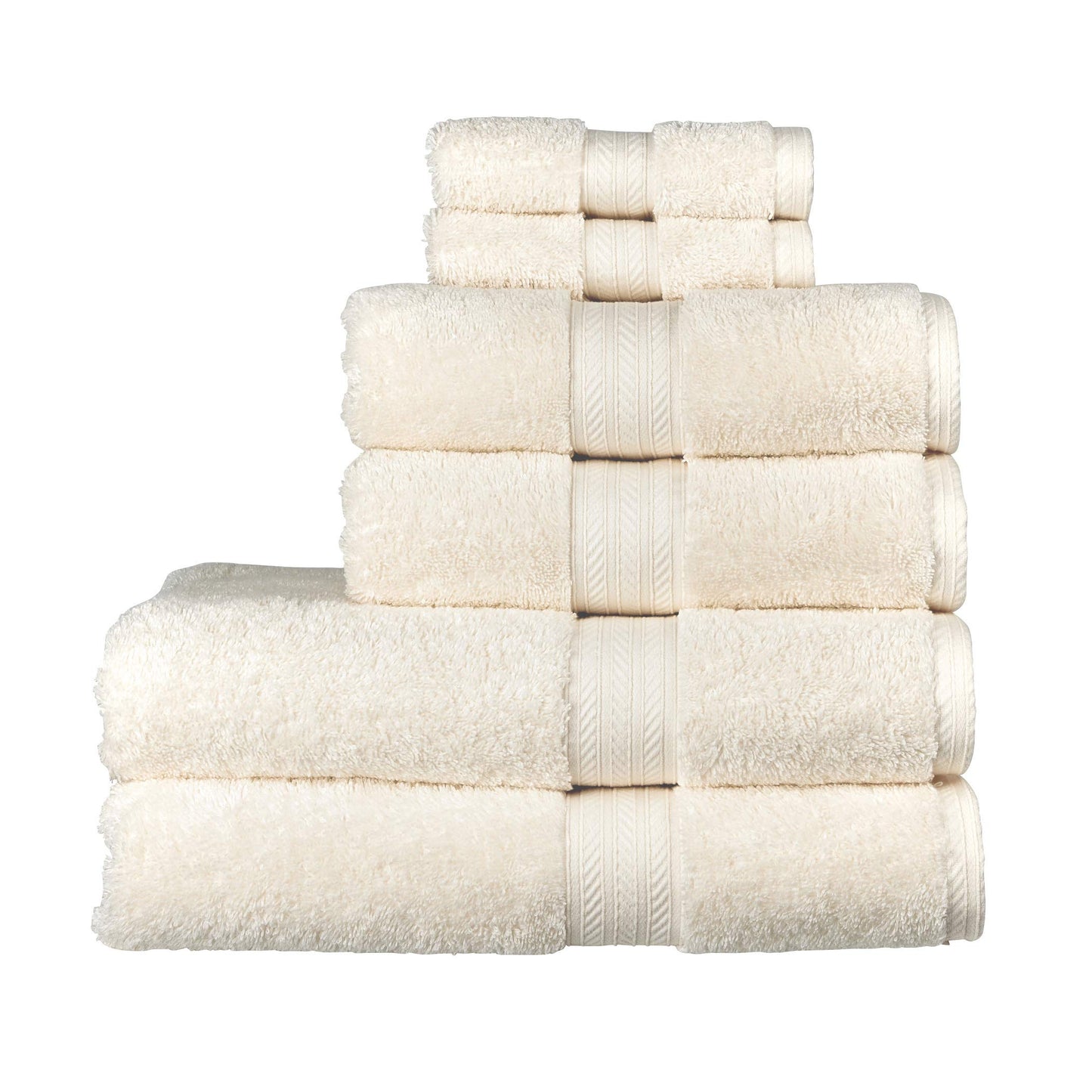 Christy Renaissance 6 Piece Towel Set | Parchment Off-White | 100% Egyptian Cotton Pile | Luxuriously Soft and Super Absorbent | 675 GSM