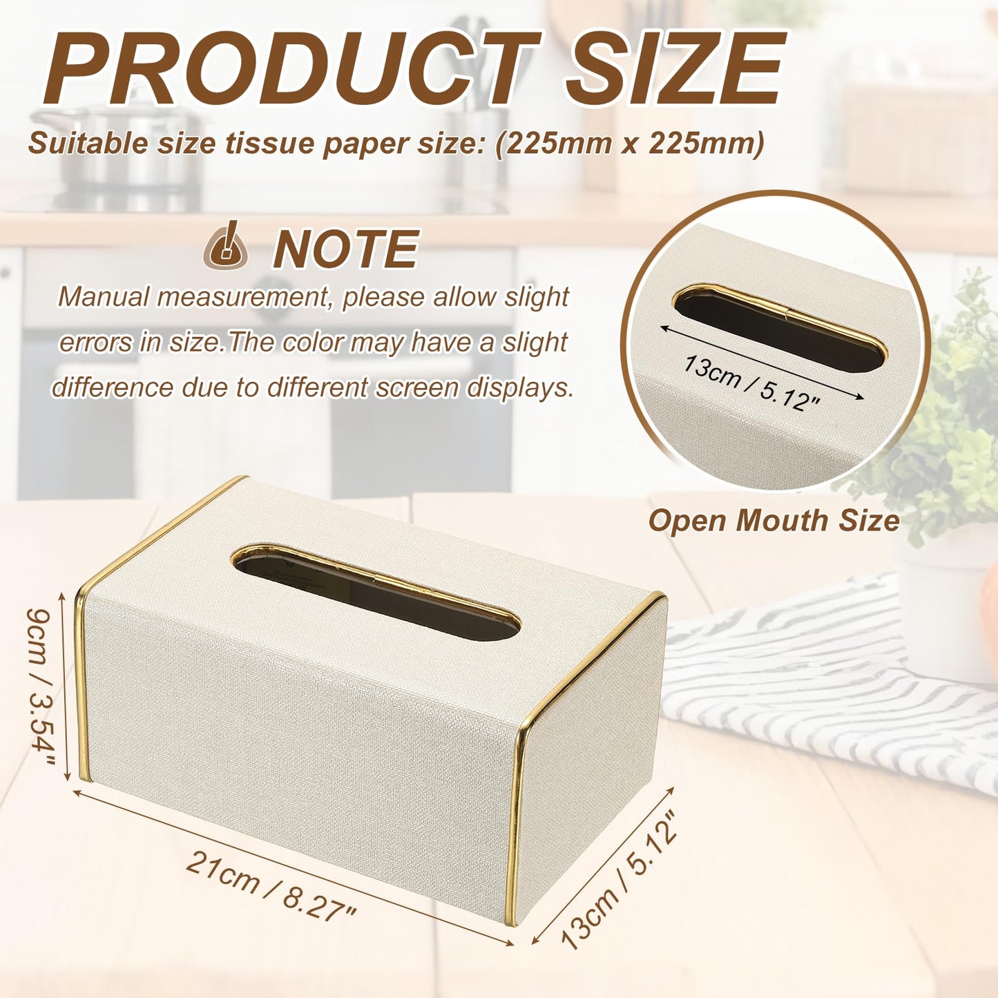 sourcing map Tissue Box Cover, Rectangle Modern Tissue Box Holder with Magnetic Closure for Living Room Bedroom Office Hotel Desk