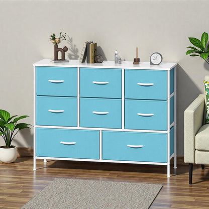GoaHi Chest of Drawers, Fabric Dressers with Metal Frame and MDF Wooden Top Board, Adjustable Feet, Anti-Tip Safety