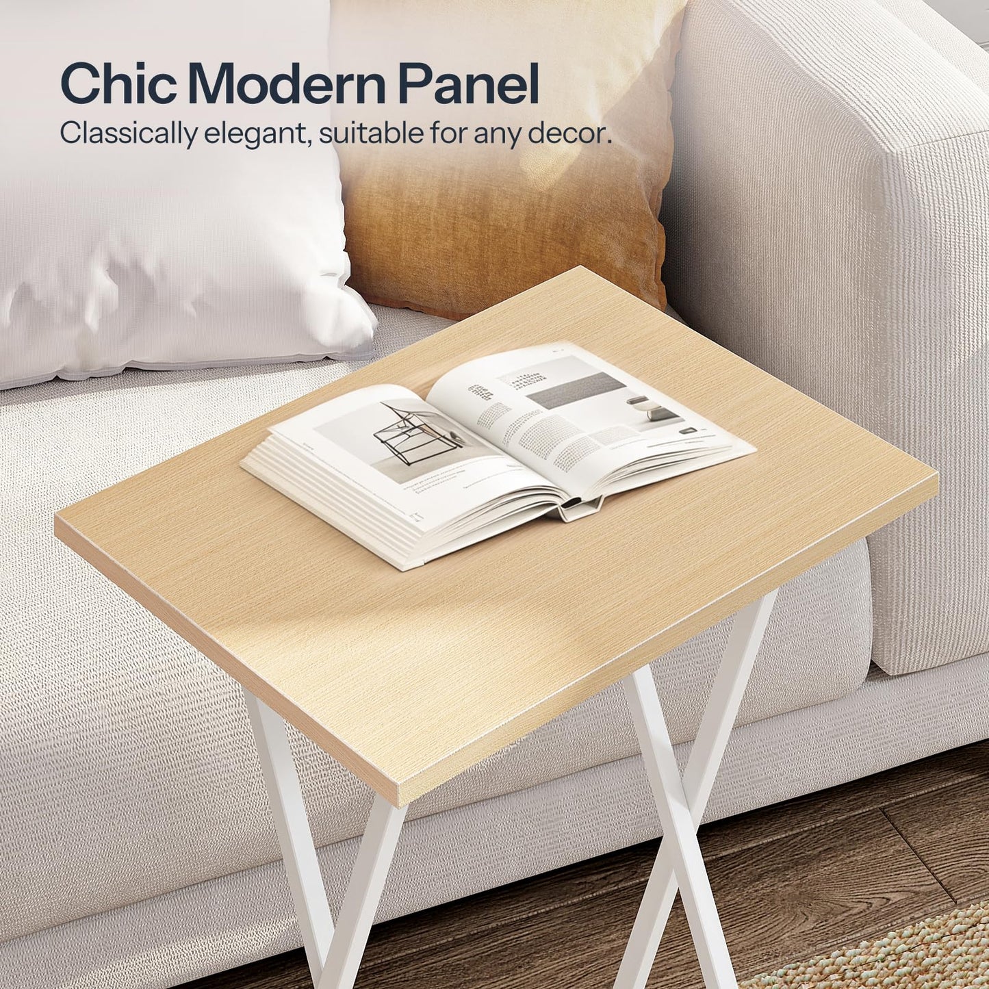 HOOBRO Side Table 2 Set, Folding Tables, TV Tray Table for Eating, Small Sofa End Laptop Drinks Coffee Tables for Small Space, Living Room