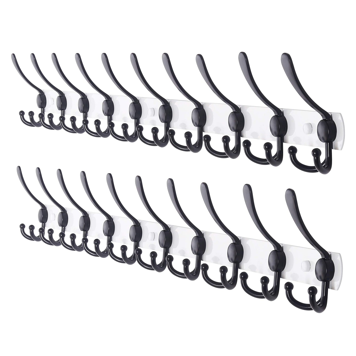Dseap Wall Mounted Coat Rack - 96cm Long 10 Tri Hooks, Heavy Duty Stainless Steel Metal Coat Hanger Rail Wall Hooks for Coats Hats Clothing Clothes