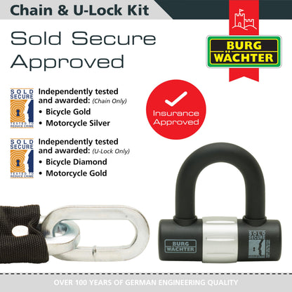 Burg-Wachter Sold Secure Gold Bike Chain & Lock Kit, Black, 3M