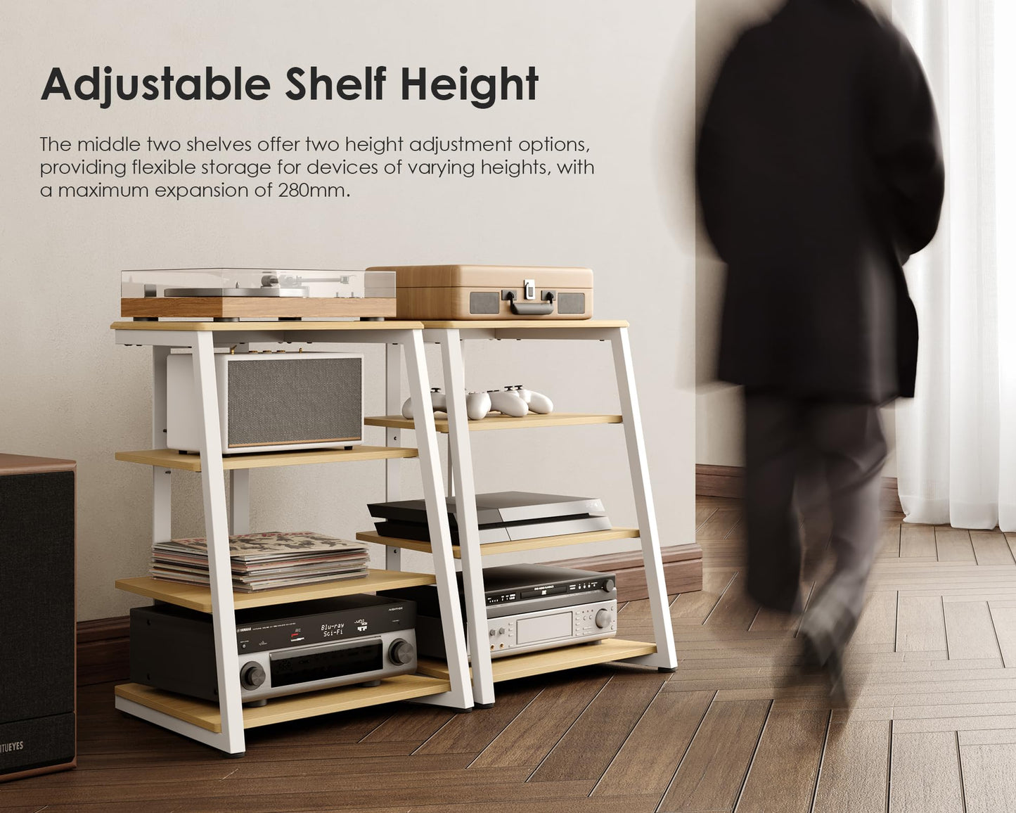 FITUEYES HIFI Stand Record Player Stand, Load Capacity 50KG, Nature