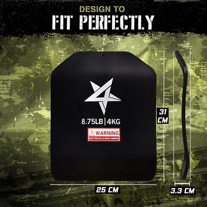 Yes4All S0DZ Ideal Curved Tactical Weight Vest Plates 8.75lb/ Weights Carrier Plate For Body Workout, Intensive Training, Rucking And Cardio, 4 KG -