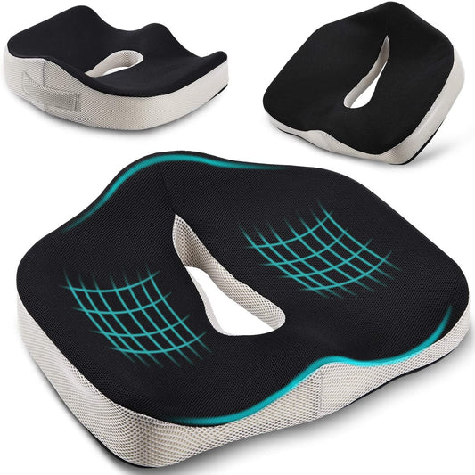 POOTACK Seat Cushion for Coccyx, Memory Foam Seat Cushion Ergonomic, Reduce Sciatica Hemorrhoid Tailbone Back Pain Chair Cushions, Support Seat Pads