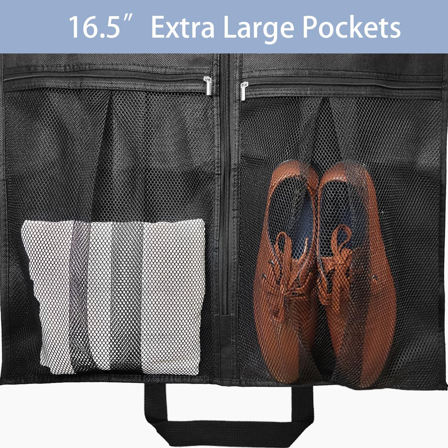 8" Gusseted Heavy Duty Garment Bags for Travel 43" Suit Bags for Closet Storage Hanging Clothes Bag with Pockets Mens Suit Holder for Shirts, Coats