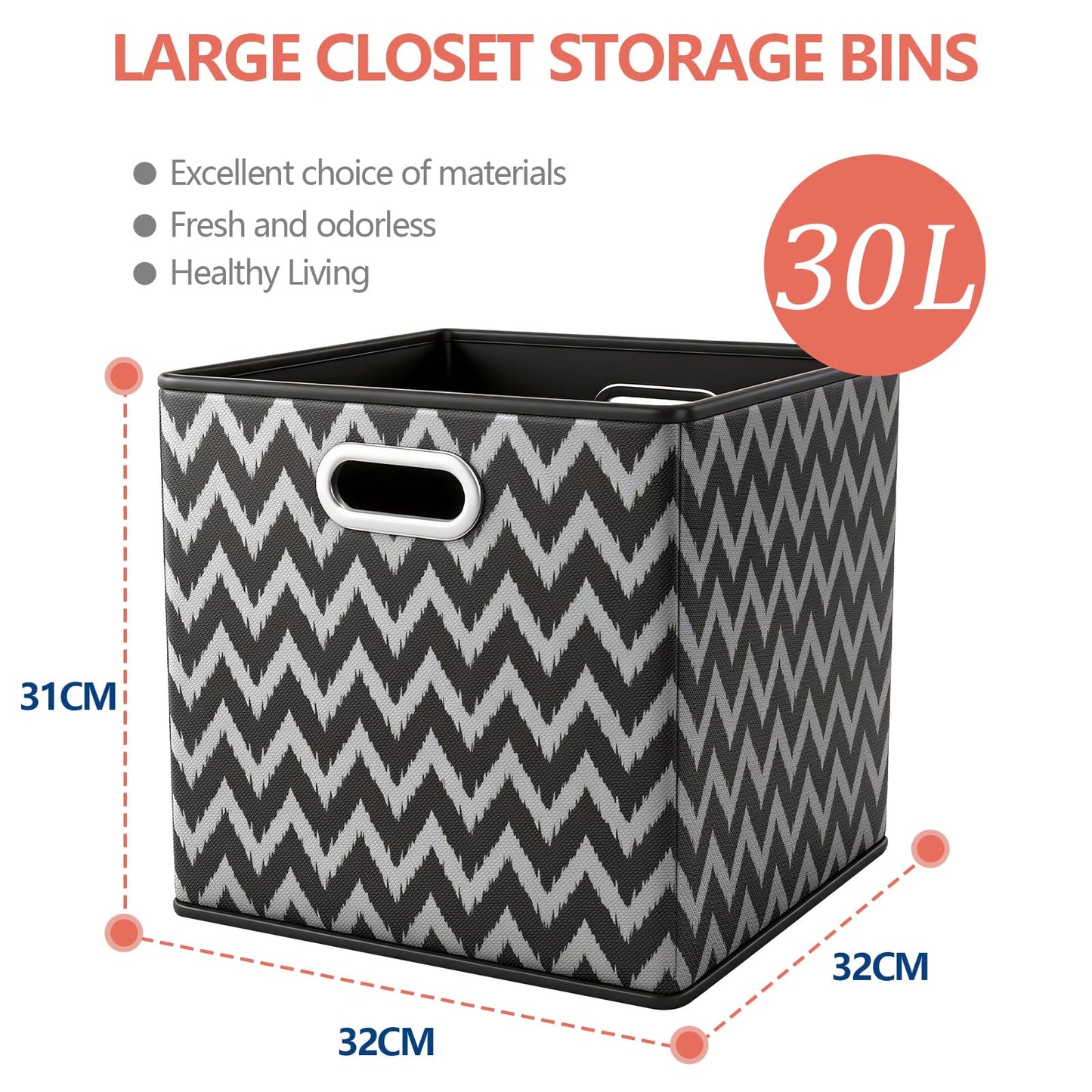 ARVINKEY 2 Pack Foldable Storage Boxes, 30L Non-Woven Fabric Storage Cubes with Handles