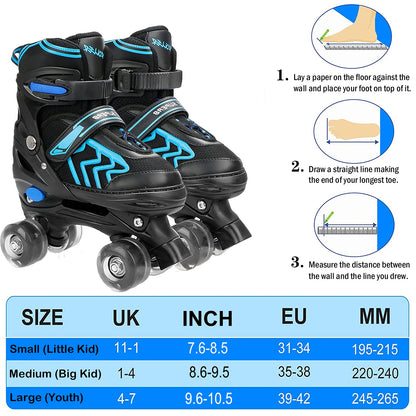 Roller Skates for Kids Adjustable Kids Roller Skates with Light Up Wheels, Fun Illuminating for Boys Girls, Suitable for Both Indoor and Outdoor Use