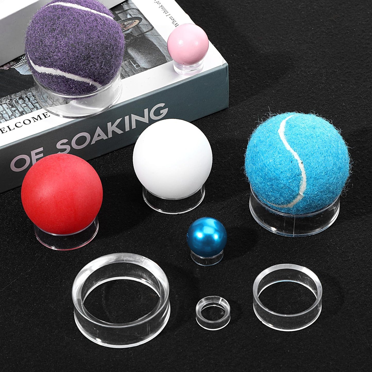 LLOUSSAK 15 Pcs Crystal Sphere Golf Ball Holder, Clear Acrylic Display Ball Stand