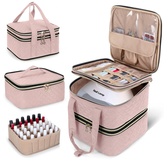 Yarwo Nail Polish Organiser Fits a Nail Lamp with 2 Adjustable Dividers (Holds 72 Bottles), Detachable Storage Nail Polish Case for Nail Varnish and