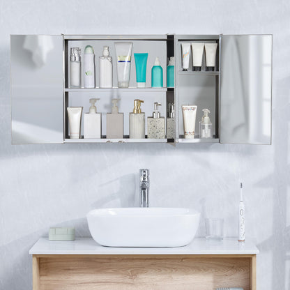 Bath Vida Tiano Triple-Mirror Bathroom Cabinet Wall-Mounted Stainless Steel Modern Storage Cupboard No Assembly Required