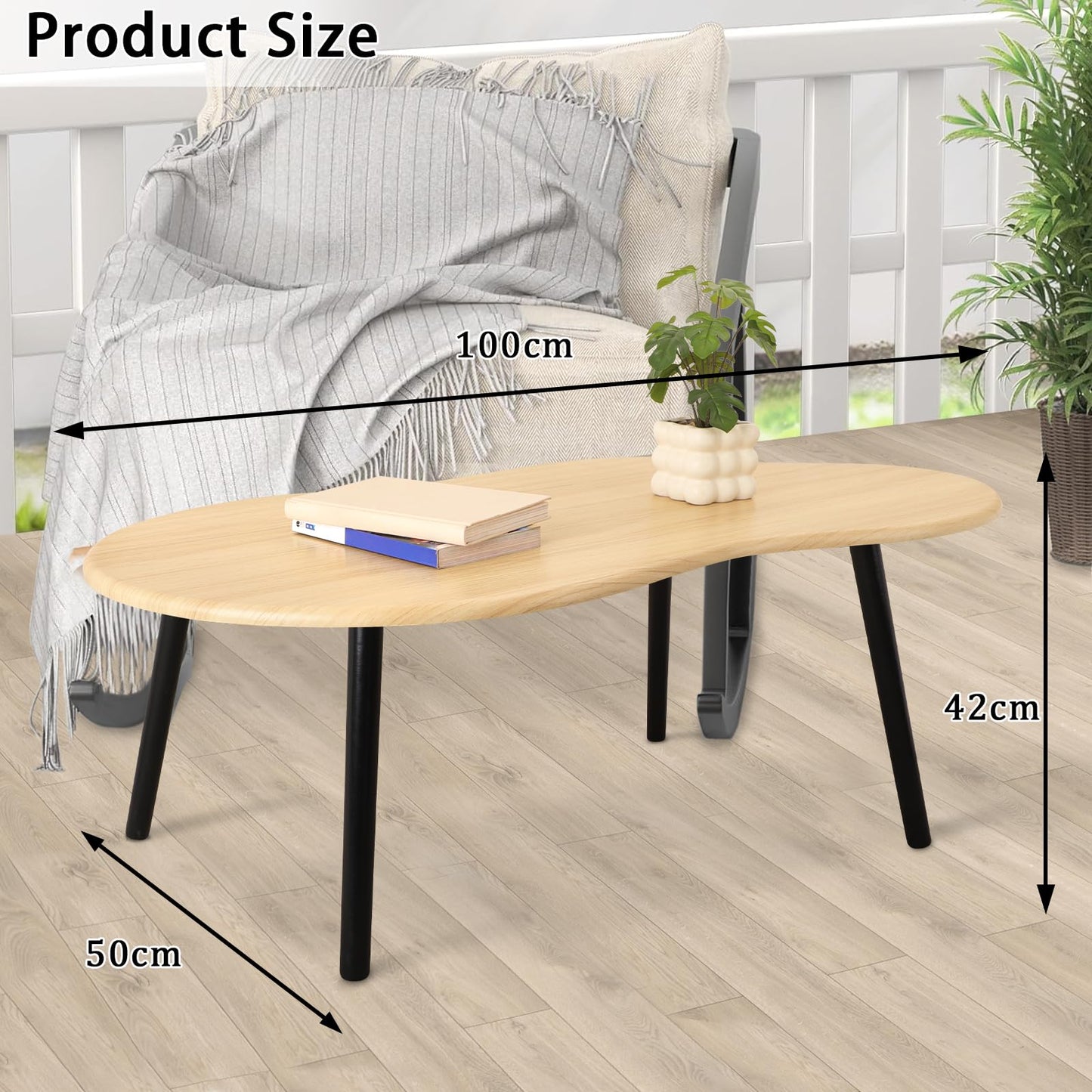 FEUFOAM Small Coffee Table Cloud Coffee Table Modern Center Table Floor Table Natural Wood Irregular Coffee Tables Suitable for Living Room Small