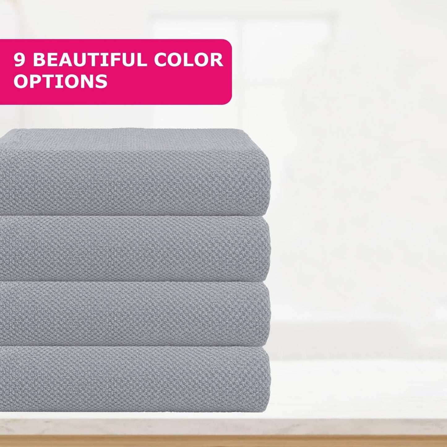 CASA COPENHAGEN Popcorn Textured 4-Piece Bath Towel Set - Grey Violet, 550 g/m², 4-piece bath towels, cotton towels for rough and tough use