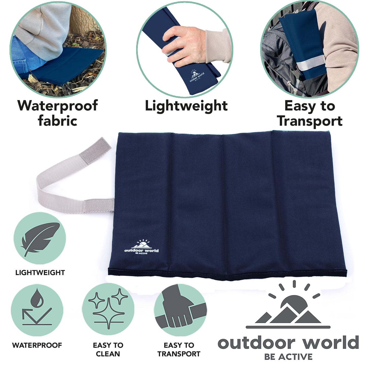 Outdoor World X-Large Folding Sit Mat – Lightweight Waterproof Foam Seat Pad for Camping, Hiking, Festivals & Picnics
