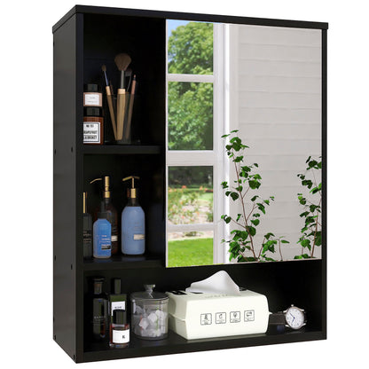 SMIBUY Bathroom Mirror Cabinet Wall Mounted, Bamboo Space Saver Medicine Cabinet, Wall Hanging Over Toilet Storage Cabinet with Mirror Door and