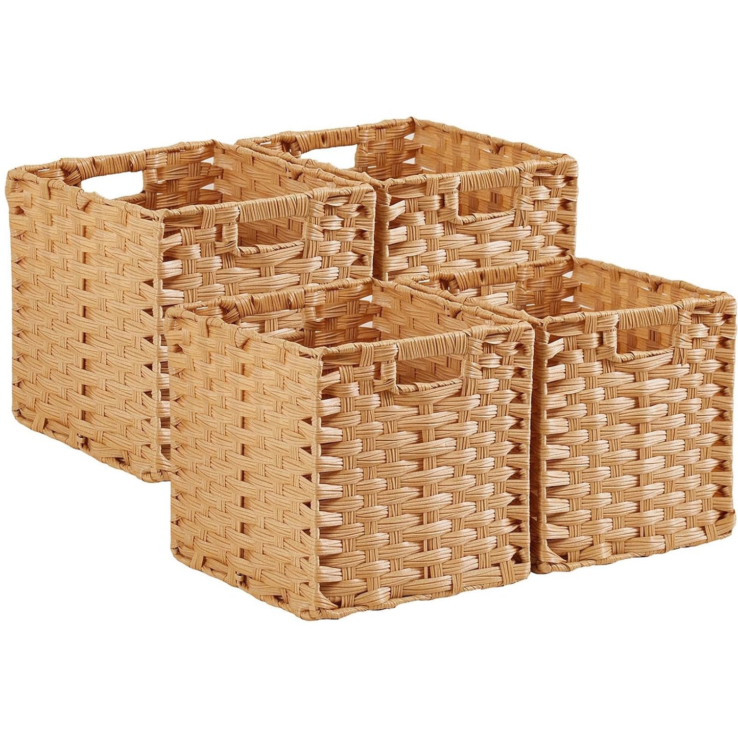 Mangata 31 cm Storage Cube Boxes for 33 cm Closet, Kallax, Rattan Effect Storage Baskets, Wicker Woven Polyrattan Material Wardrobe Organizer