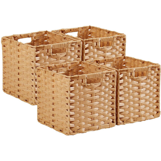 Mangata 31 cm Storage Cube Boxes for 33 cm Closet, Kallax, Rattan Effect Storage Baskets, Wicker Woven Polyrattan Material Wardrobe Organizer