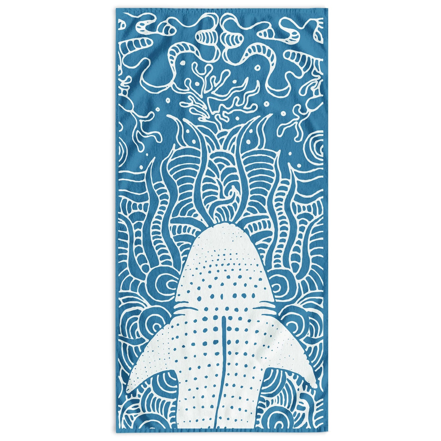 RESTILO Beach Towel Large 90 x 180 cm 100% Cotton Terry Velour Bath Towel Easy Care Soft and Absorbent Quick-Drying Beach Towel Dark Blue Navy White