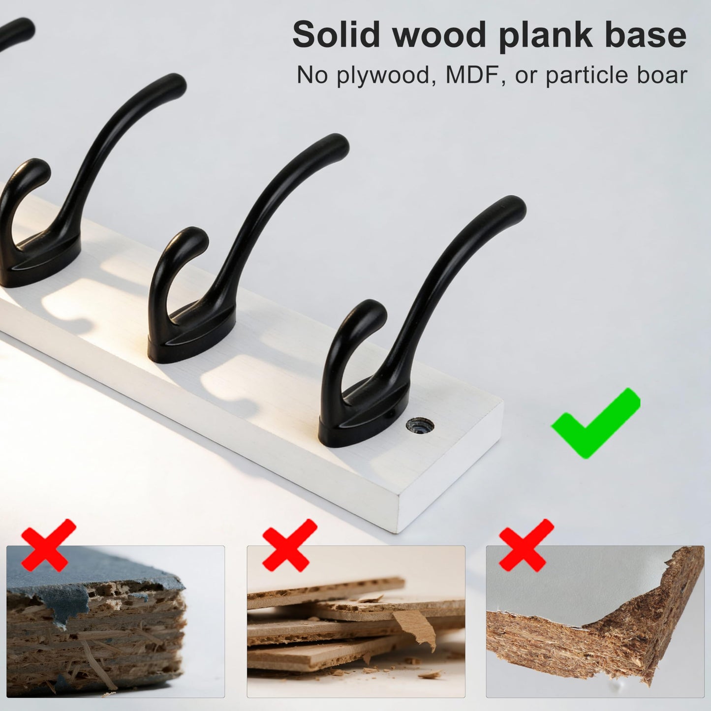 HONSKY Wall Coat Rack with 10 Double Hooks,71.5cm Wooden Coat and Towel Hanger Storage for Entryway, Bathroom, Bedroom