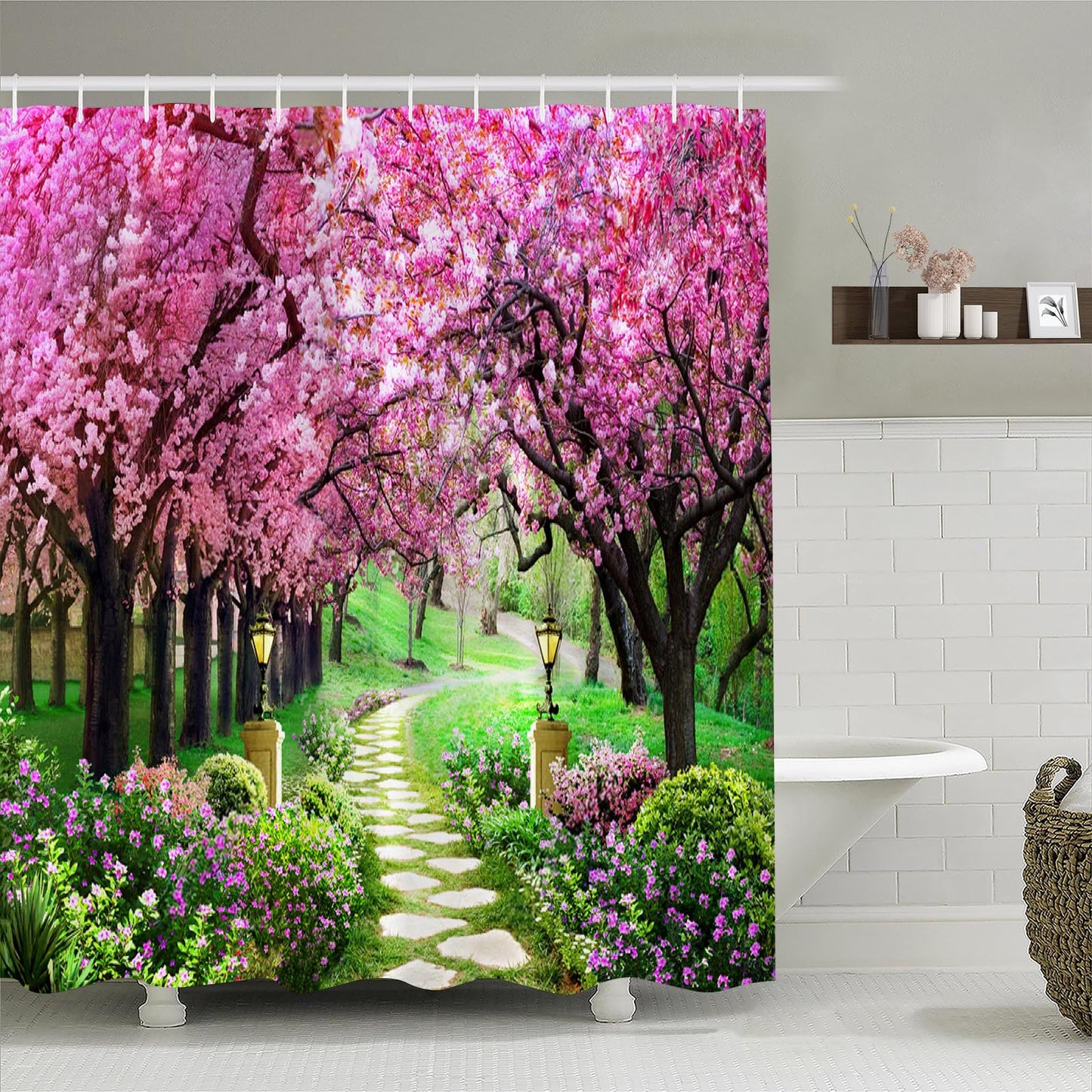Simpomsy Scenery Shower Curtain, Outdoor Decorative Curtain, Nature Landscape 3D Scenery Bathroom Curtains