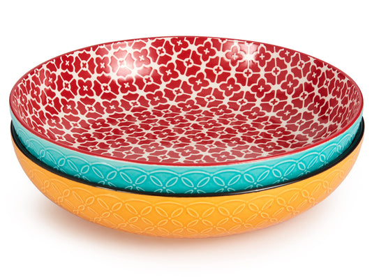 DOWAN Large Serving Dishes, 2773ml Turkey Platter for Entertaining, Christmas, ?29.5cm Ceramic Serving Plate Bowls for Fruit Salad Pasta, Vibrant