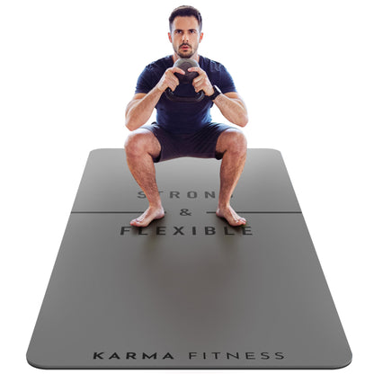 Large Exercise Mat  Extra Wide & Extra Thick Yoga Mat (183cm x 80cm x 10mm), TPE Fitness Mat with Free Carry Straps, Perfect for HiiT Home Workouts &