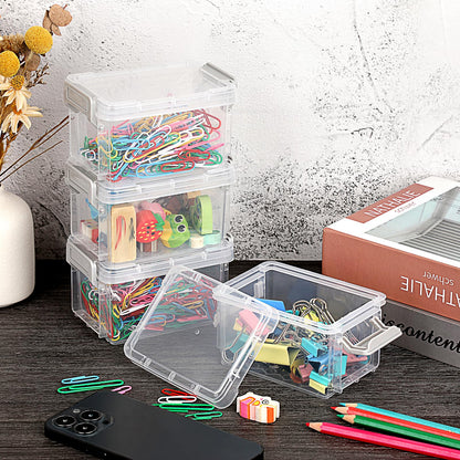 BSTKEY 10pcs Plastic Small Storage Containers with Lid, Clear 12*8*7cm