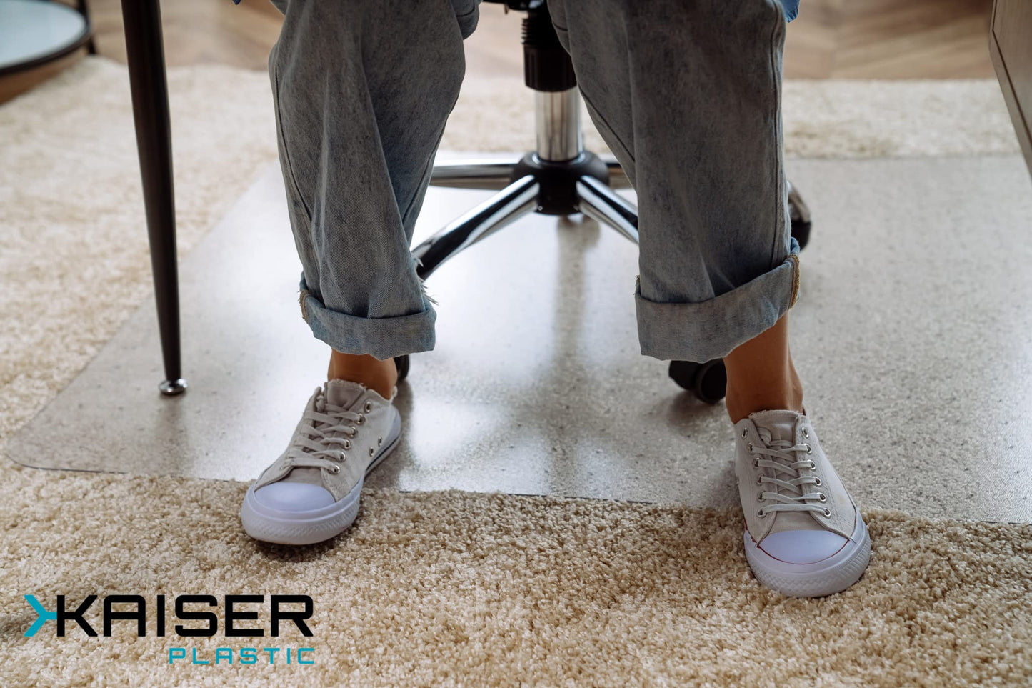 KAISER plastic® Chairmat Carpet PC 75x120 cm | Office Chair Floor Protector Mat for Carpets | Non-Slip Clear Desk Chair Mat