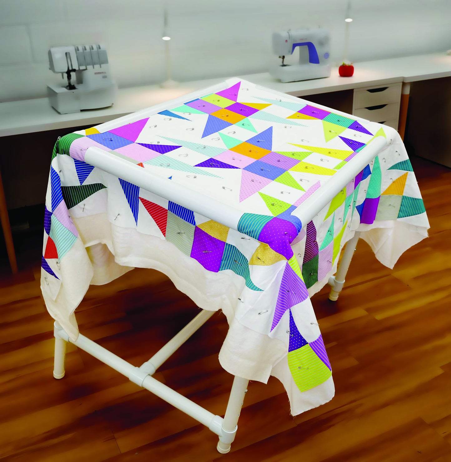 Dritz Floor Frame, PVC/Plastic, White, Adjustable