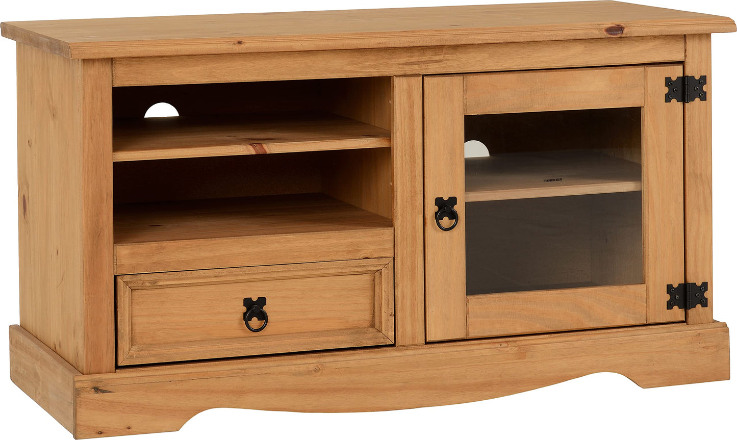 Seconique Corona Entertainment Unit in Distressed Waxed Pine/Glass