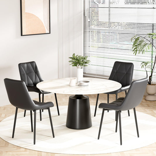 Clevich Dining Chairs Set of 4, PU Upholstered Chair, Metal Legs, Up to 200 kg, Easy Assembly, Stable, Comfortable, Kitchen Chairs 81 x 57 x 50 cm