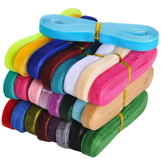 Lezevn 32 Yards Crushed Velvet Ribbon Gift Embellishment Wrapping Vintage Colored Ribbon for DIY Crafts Wedding Decoration Chinese Style Jewelry