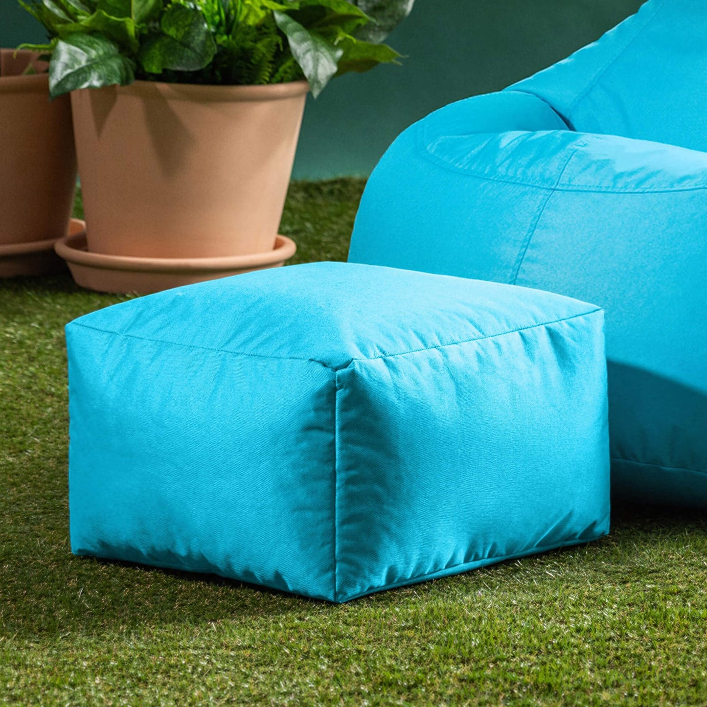 Bean Bag Bazaar Kingston Outdoor Bean Bag & Footstool with Filling, Aqua